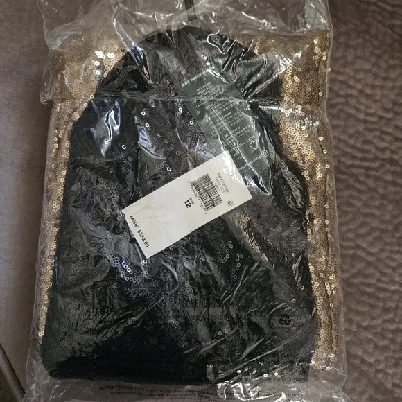 Ralph Lauren Black/Gold Evening Sequin Gown Maxi Dress 12 NEW NWT Holiday Gown - Picture 5 of 5